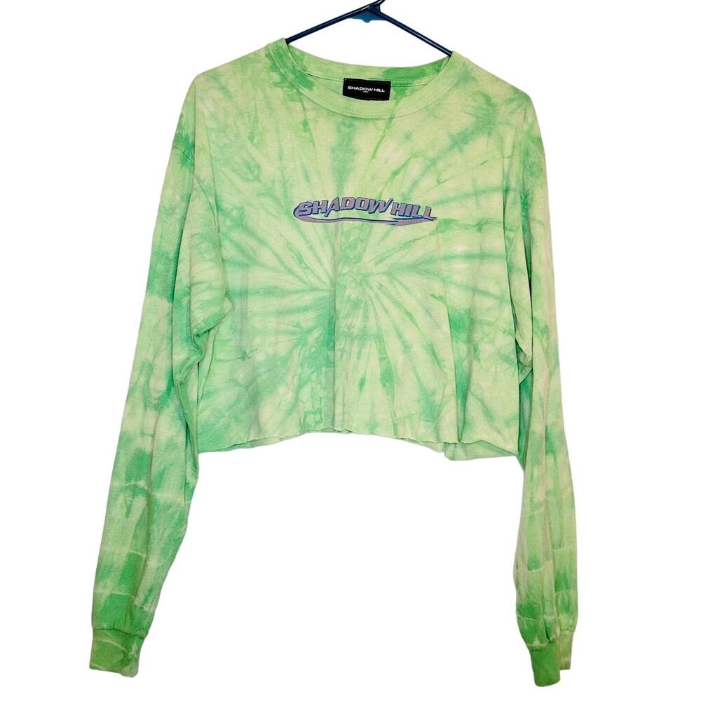 Shadow Hill green tie dyed cut off long sleeved cropped t-shirt Size Med Boho